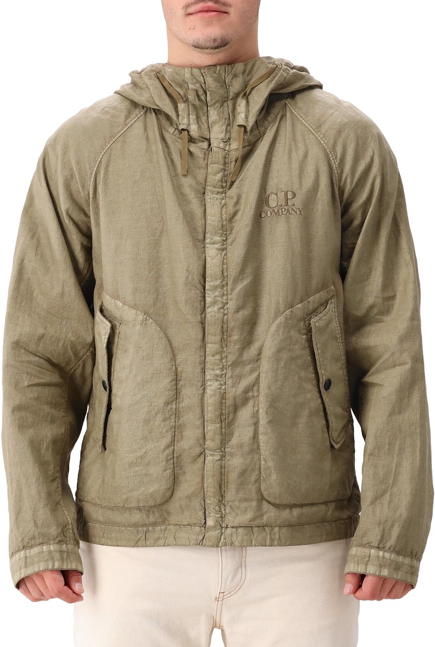 CP Company C.P. Company Jas Groen Lino Wax Goggle Jacket Groen