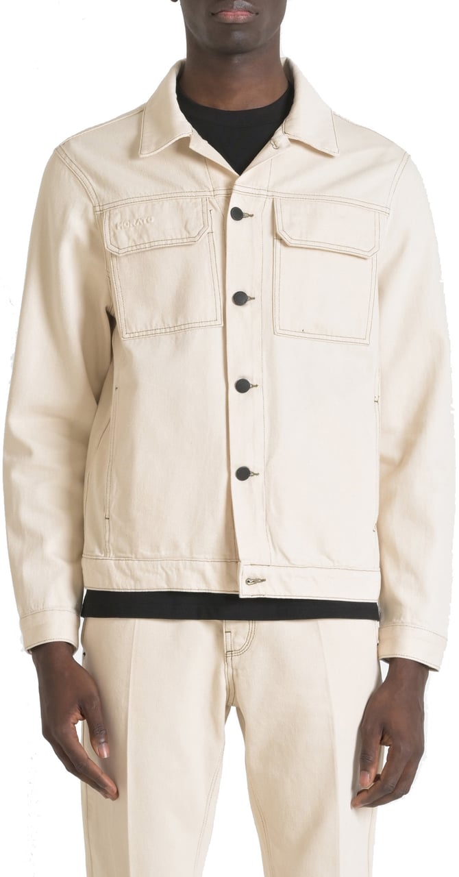 Antony Morato COAT OVER FIT IN NATURAL COTTON DENIM Beige