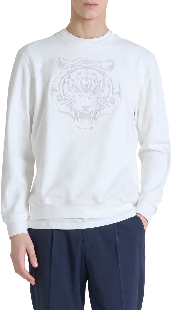 Antony Morato SWEATSHIRT REGULAR FIT IN SUSTAINABLE COTTON BLEND FABRIC WITH MATT PLASTIC AND EMBOSSED PRINT Beige