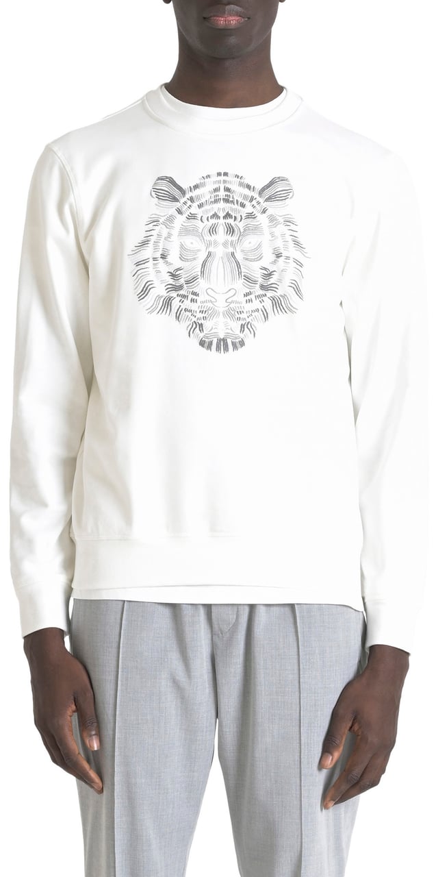 Antony Morato SWEATSHIRT REGULAR FIT IN SUSTAINABLE COTTON BLEND FABRIC WITH TIGER PRINT SPONGE EFFECT Beige
