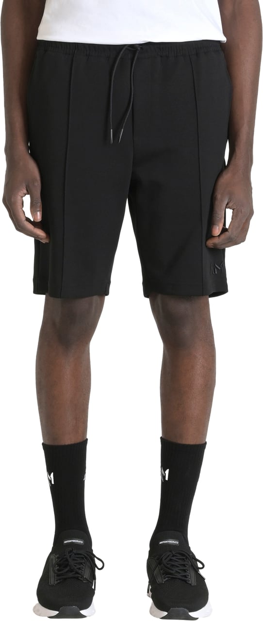 Antony Morato FLEECE SHORTS CARROT FIT IN INTERLOCK COTTON BLEND FABRIC WITH EMBROIDERED LOGO Zwart