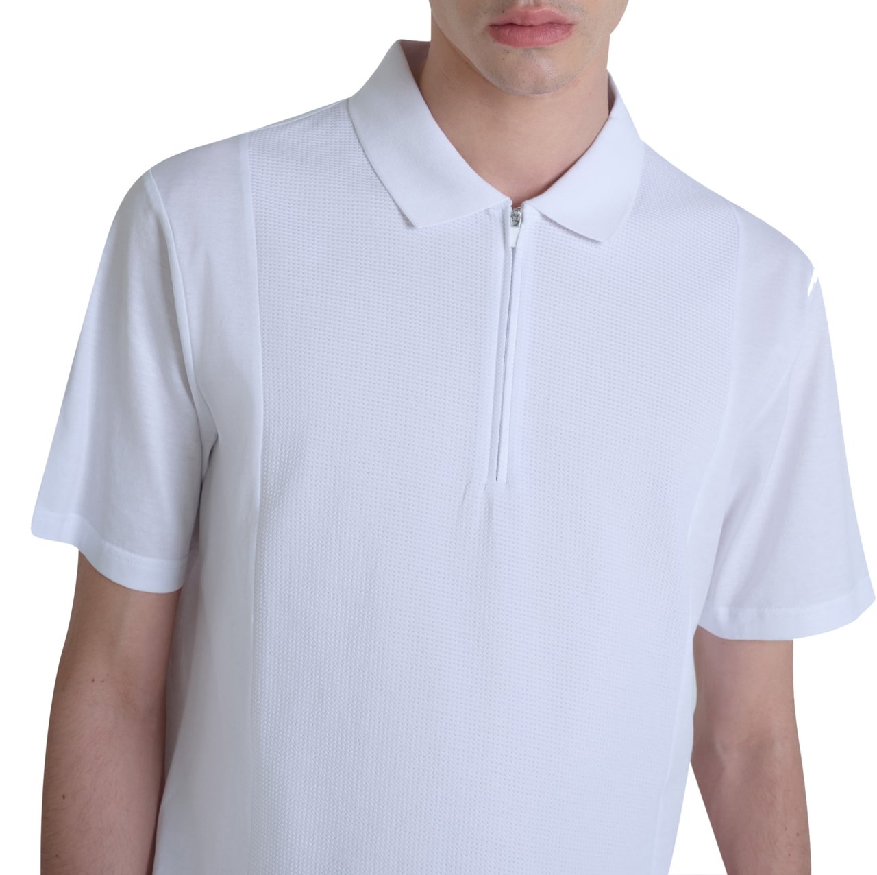Antony Morato POLO REGULAR FIT IN MERCERIZED JERSEY COTTON WITH CONTRAST IN DOBBY COTTON AND FOAM LOGO PRINT Wit