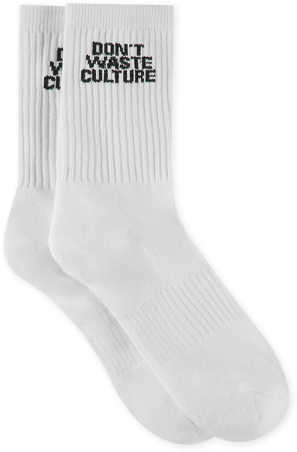 Don't Waste Culture Logo Socks | White Wit