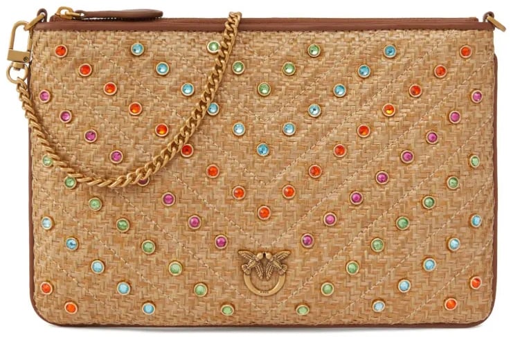 Pinko Flat Classic Raffia Beige