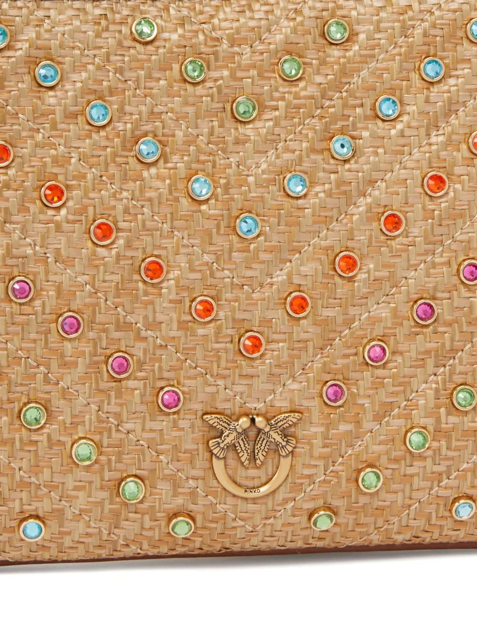 Pinko Flat Classic Raffia Beige