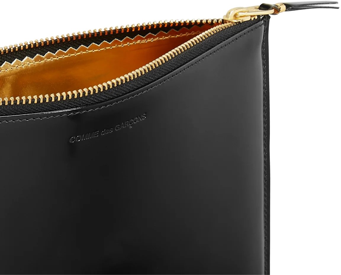 Comme des Garçons Mirror Inside Logo Zip Pouch Wallet Zwart