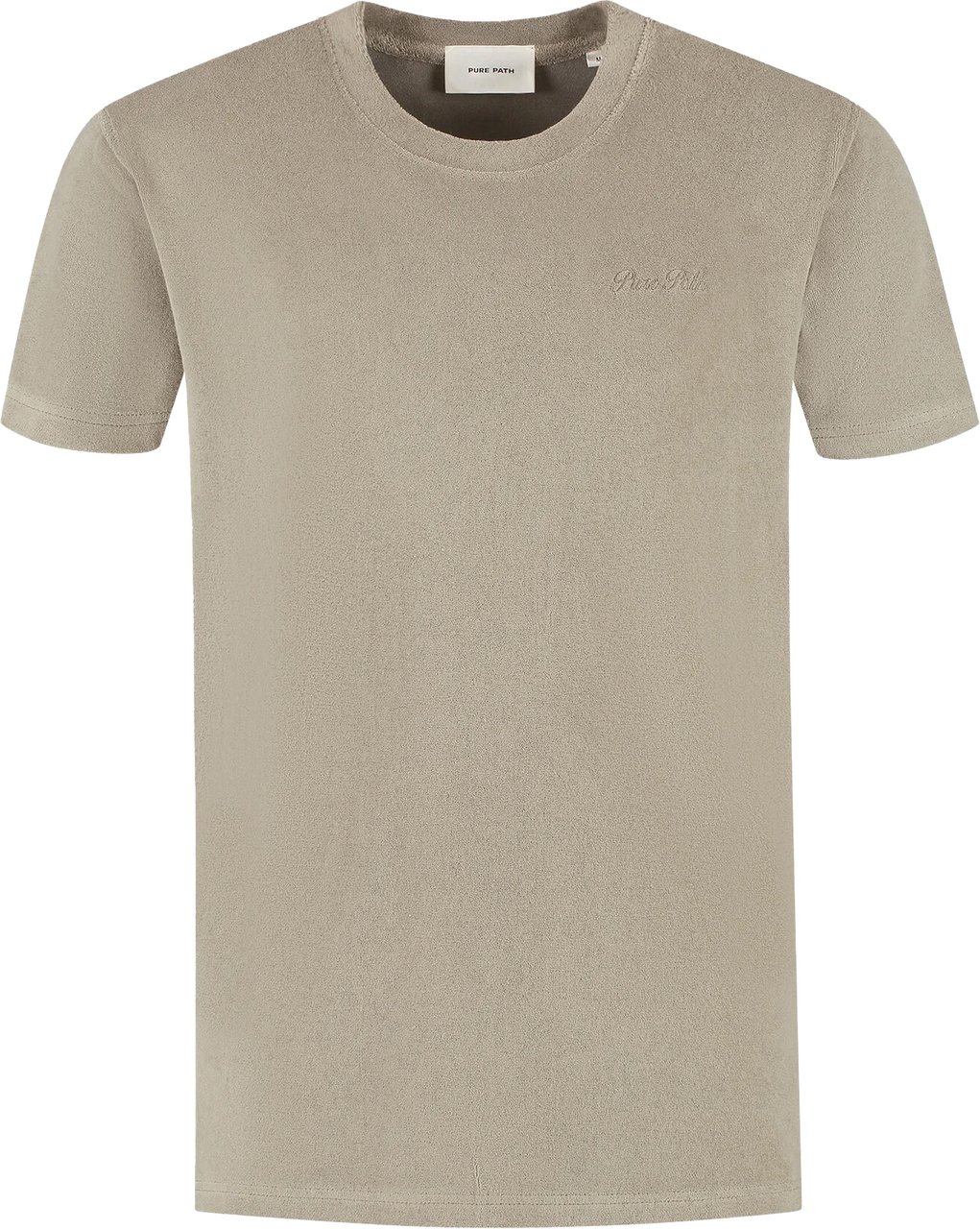 Pure Path Cursive Terry T-shirt Taupe badstof Taupe