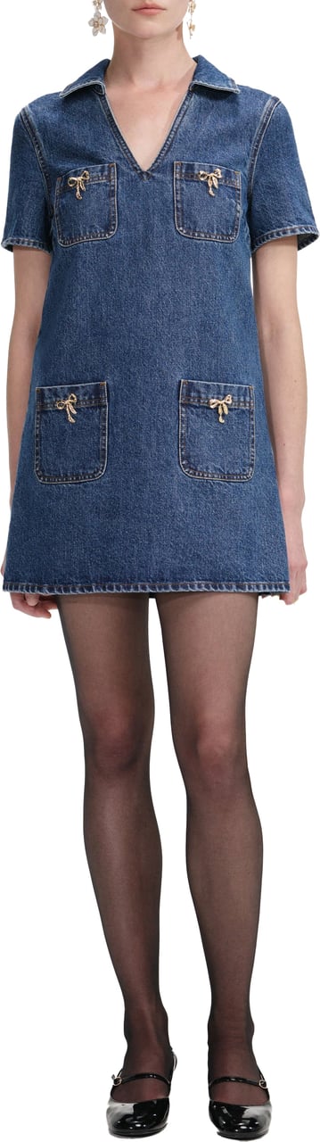 Self-Portrait dress denim Blauw