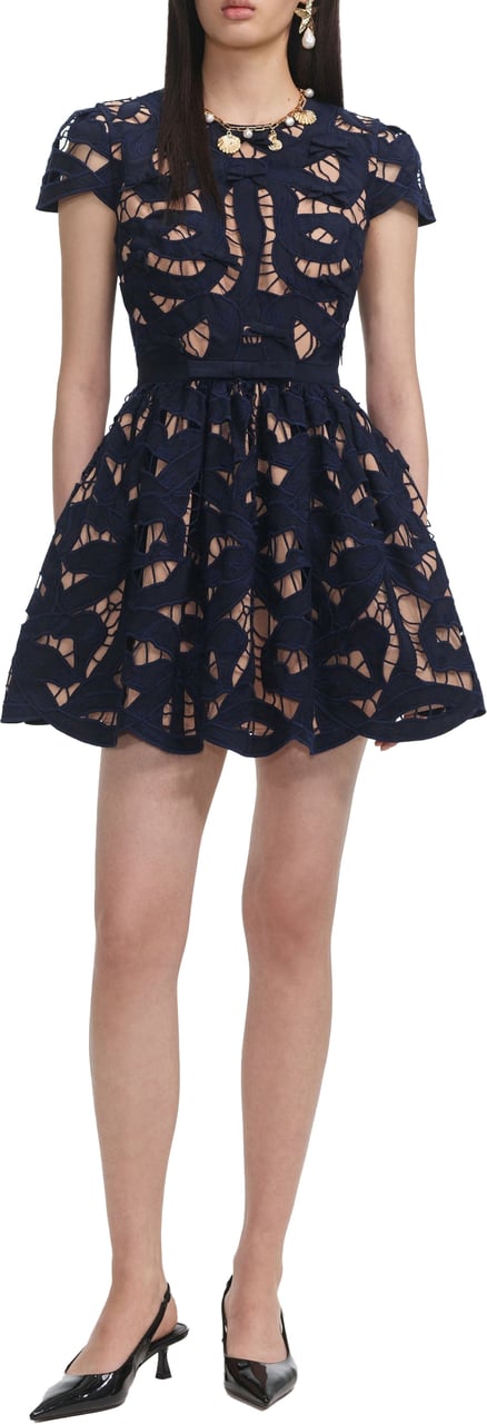 Self-Portrait dress navy Blauw