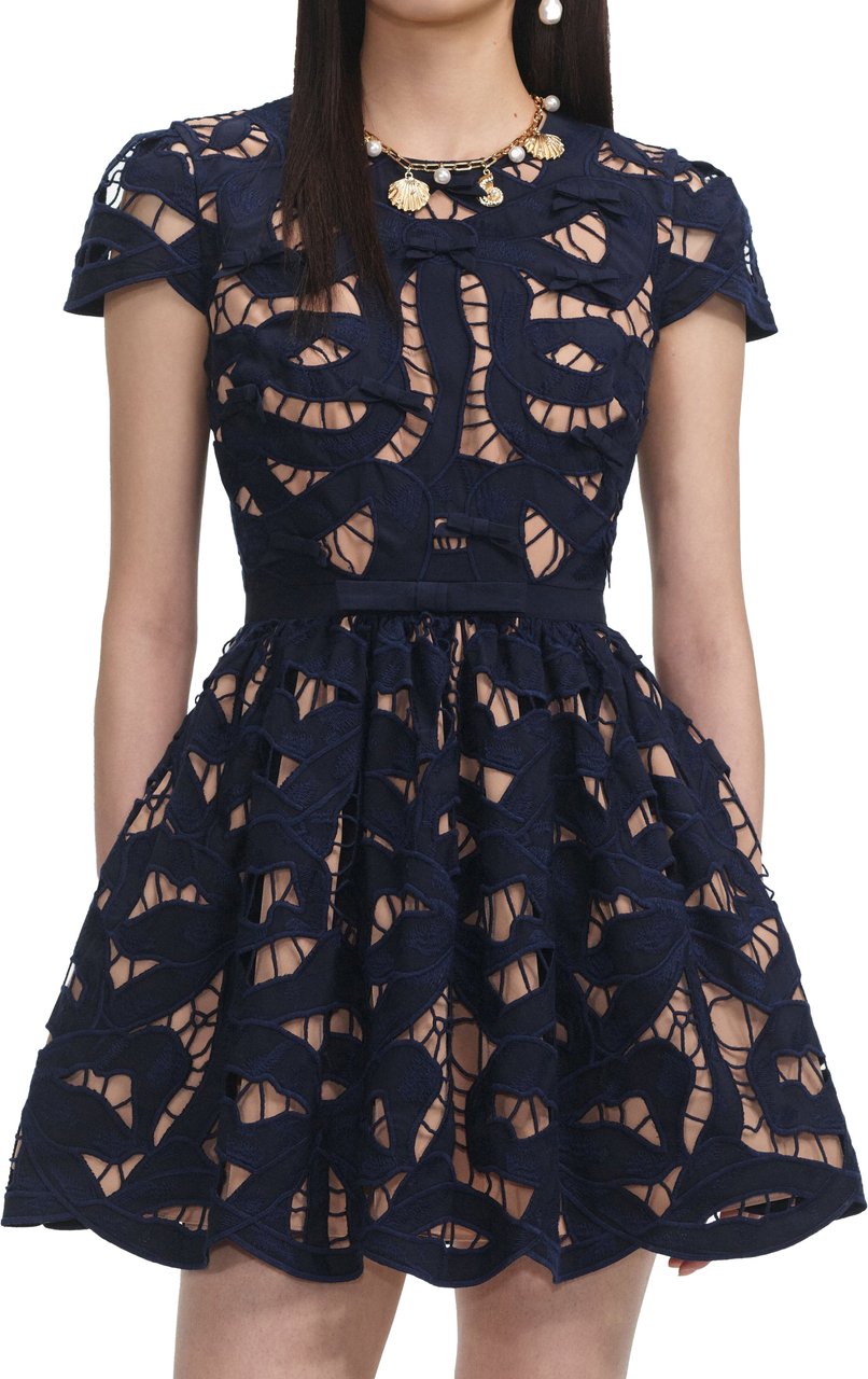 Self-Portrait dress navy Blauw