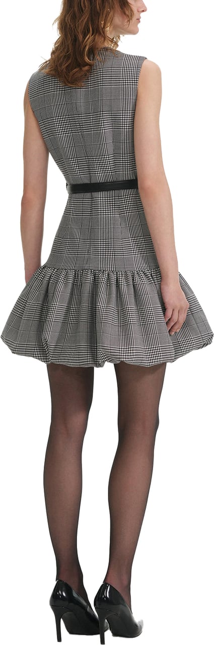 Self-Portrait dress check black and white Divers