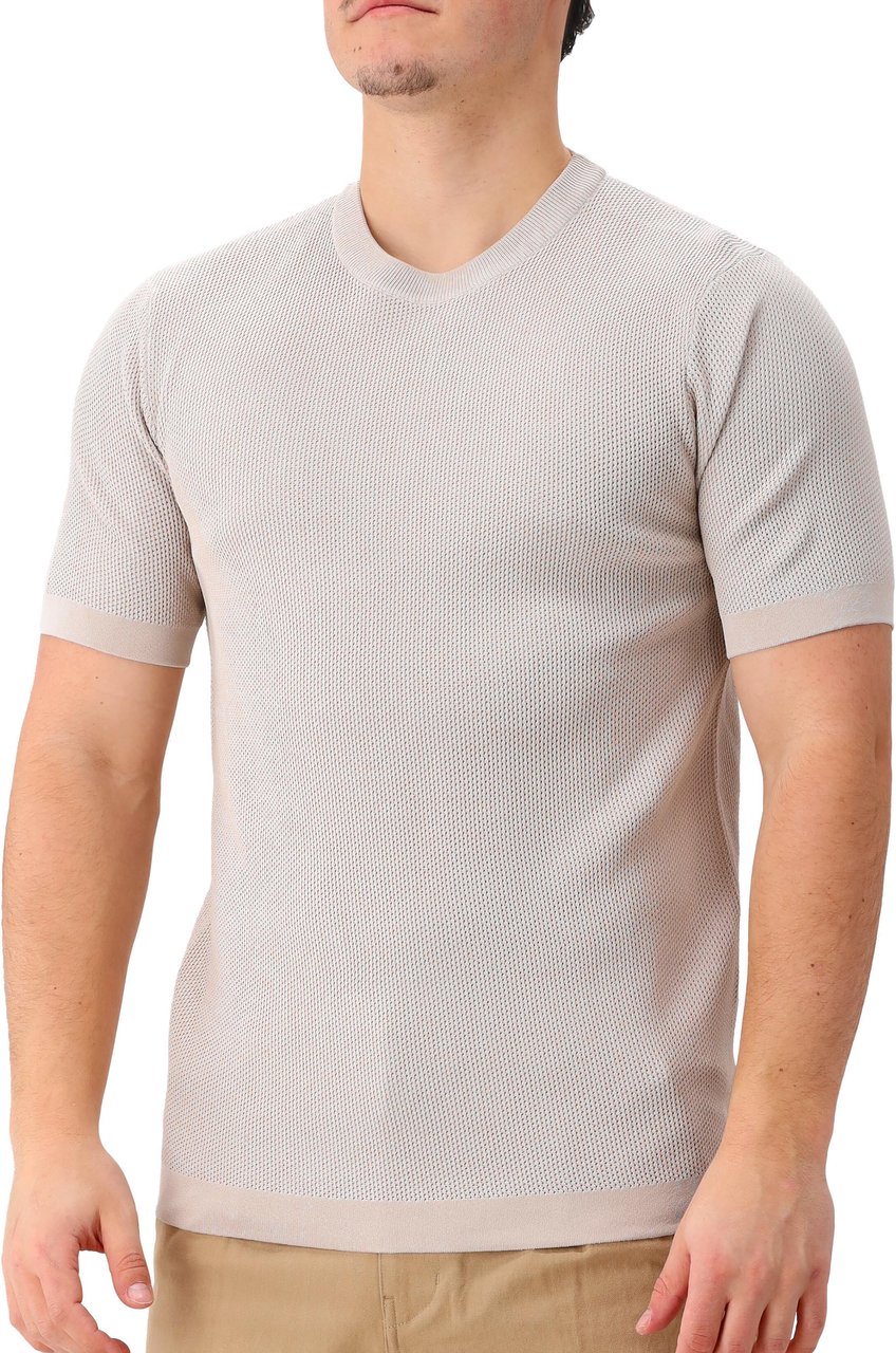 Genti Genti T-shirt Beige Round SS Slim Fit Beige