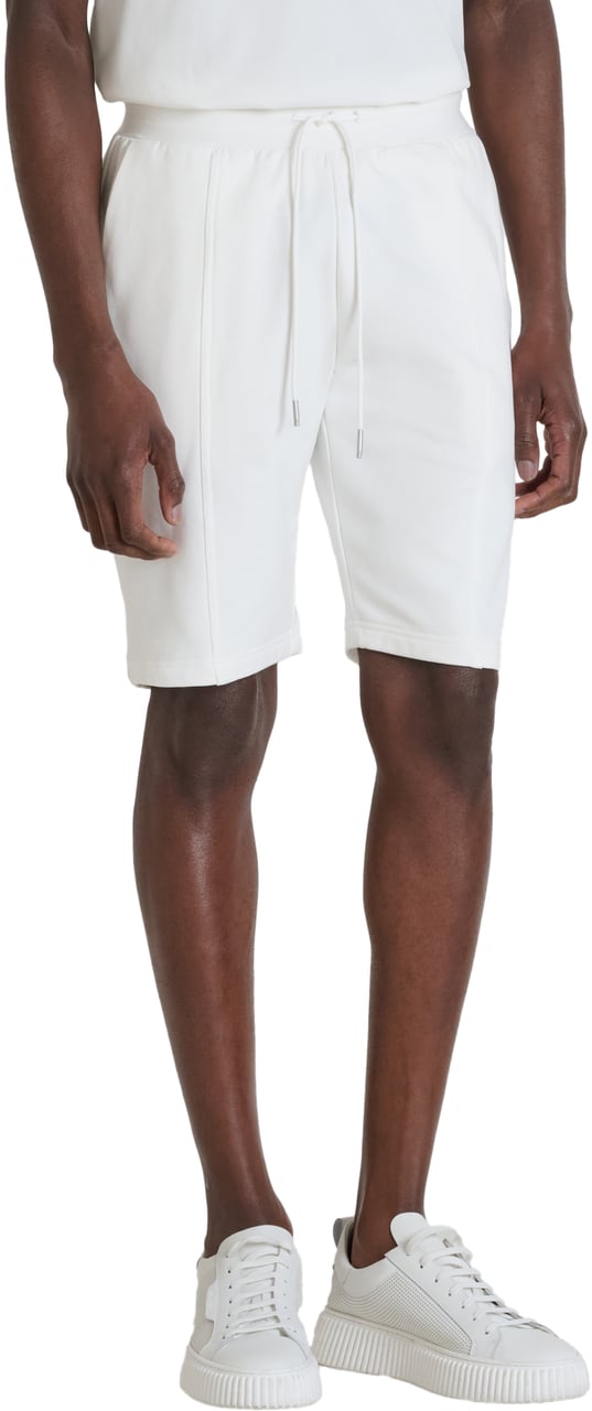 Antony Morato FLEECE SHORTS REGULAR FIT IN SUSTAINABLE COTTON BLEND FABRIC WITH EMBROIDERED LOGO Beige