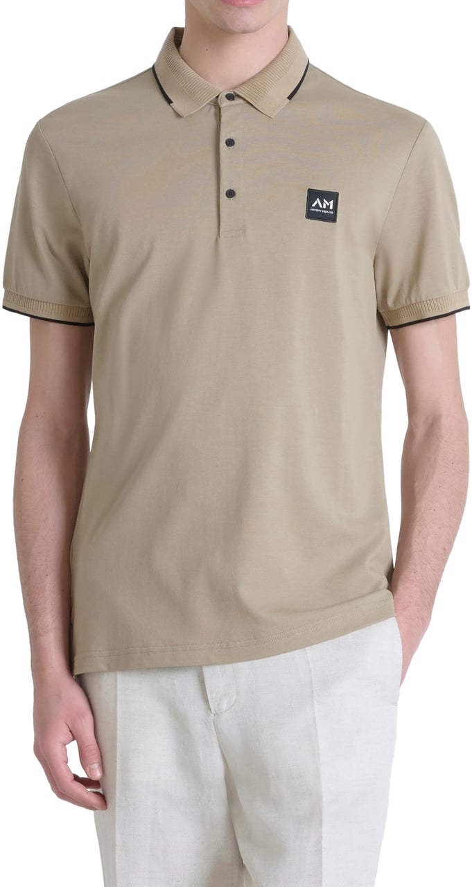 Antony Morato POLO REGULAR FIT IN MERCERIZED PIQUET COTTON FABRIC WITH WOVEN LOGO PATCH Divers