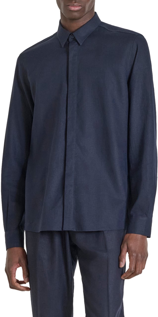 Antony Morato SHIRT SMIRNE REGULAR FIT IN SOFT TOUCH LINEN VISCOSE BLEND FABRIC Blauw