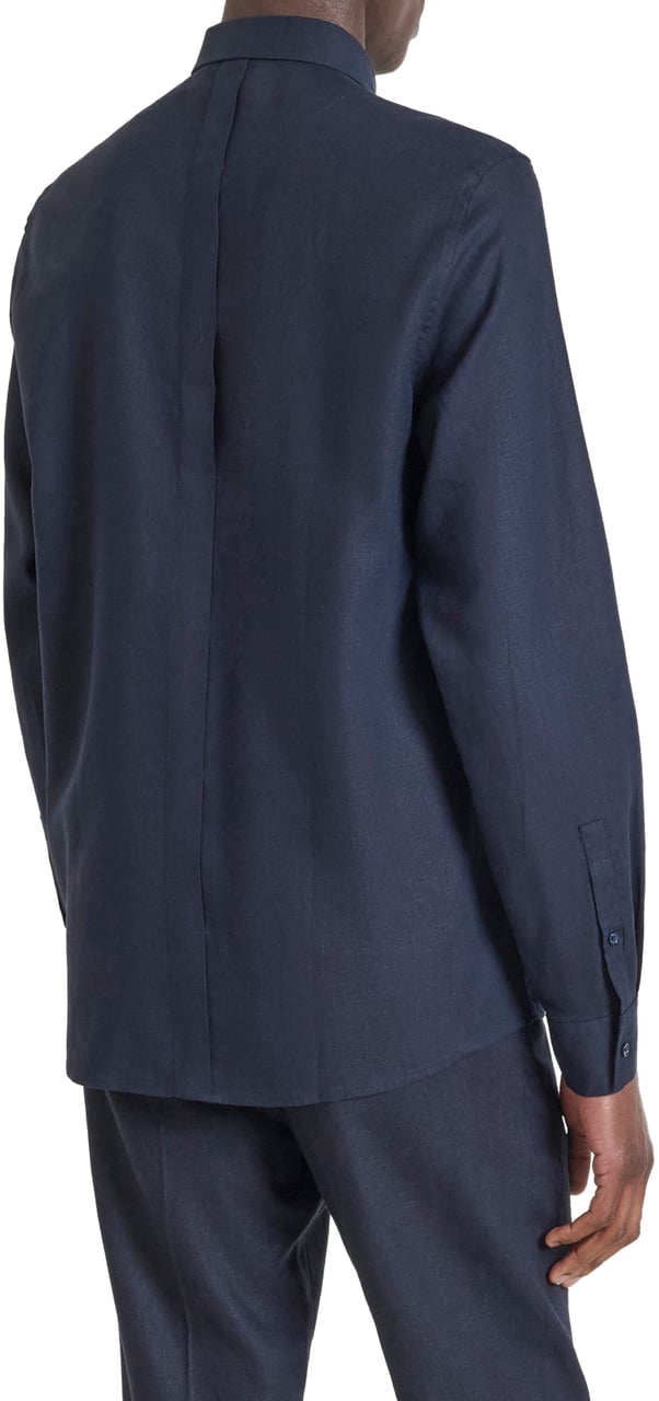 Antony Morato SHIRT SMIRNE REGULAR FIT IN SOFT TOUCH LINEN VISCOSE BLEND FABRIC Blauw