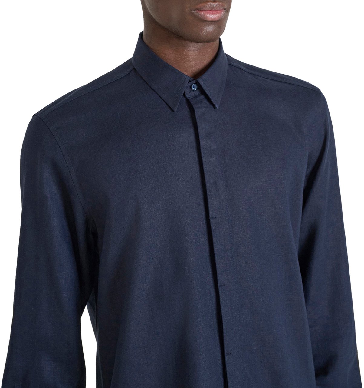 Antony Morato SHIRT SMIRNE REGULAR FIT IN SOFT TOUCH LINEN VISCOSE BLEND FABRIC Blauw