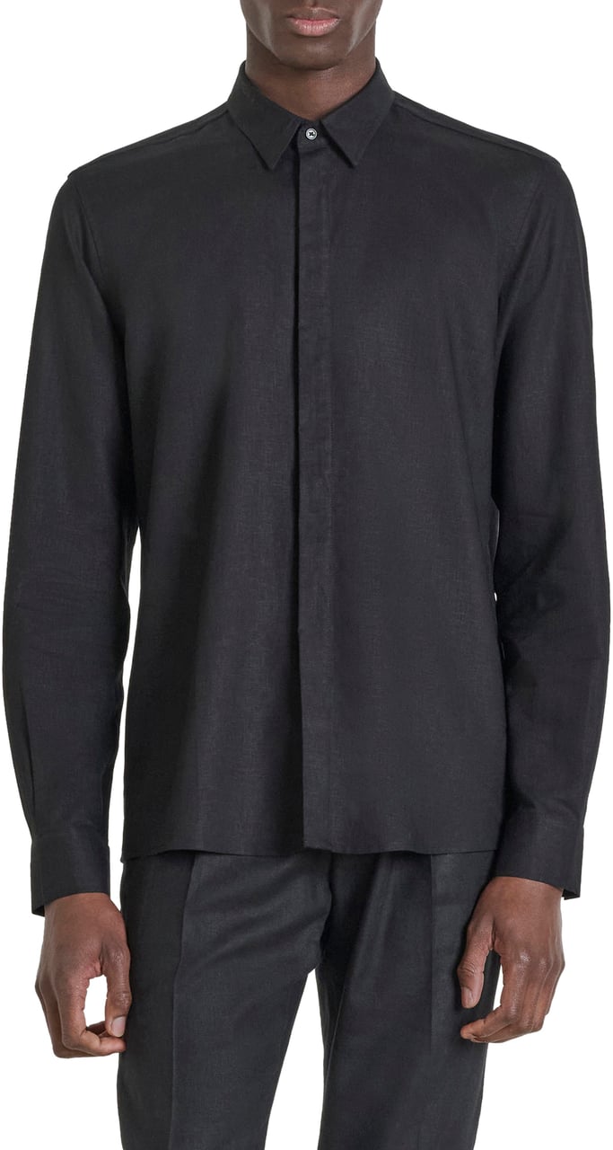 Antony Morato SHIRT SMIRNE REGULAR FIT IN SOFT TOUCH LINEN VISCOSE BLEND FABRIC Zwart