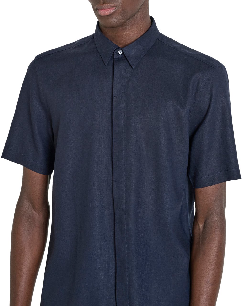 Antony Morato SHIRT ADALIA REGULAR FIT IN SOFT TOUCH LINEN VISCOSE BLEND FABRIC WITH LOGOED METAL BADGE Blauw