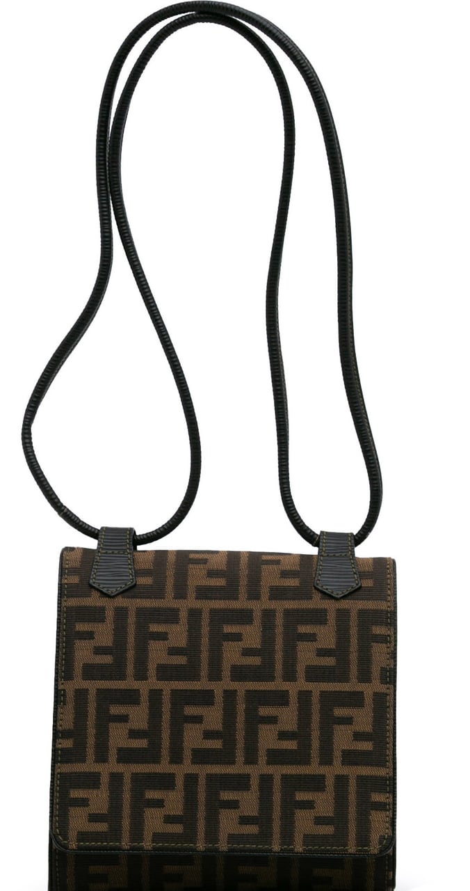 Fendi Zucca Canvas Shoulder Bag Bruin