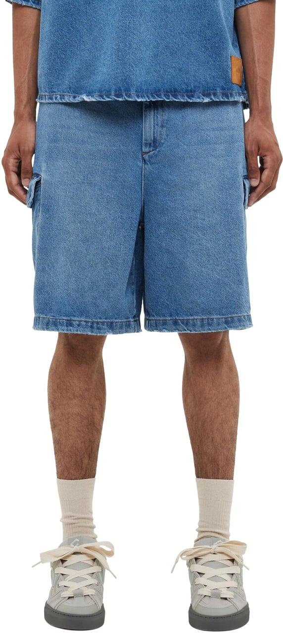 FLÂNEUR Denim Cargo Shorts | Blue Blauw