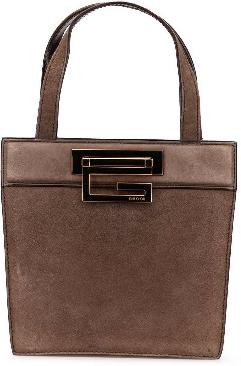 Gucci G Suede Handbag Bruin