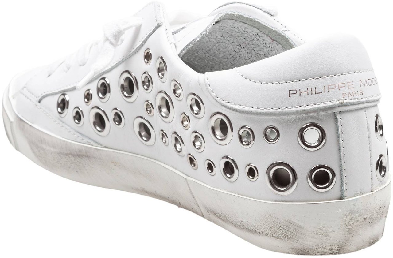 Philippe Model Philippe model prsx low leather sneakers with applied studs Wit