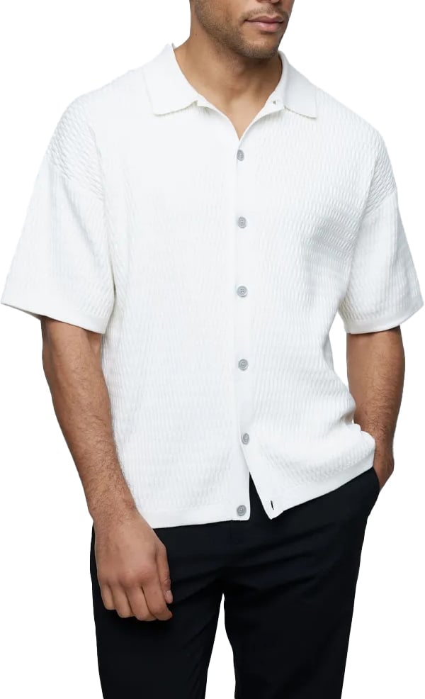 Genti Shirt 7 Buttons Knit White Wit