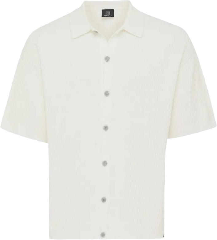 Genti Shirt 7 Buttons Knit White Wit