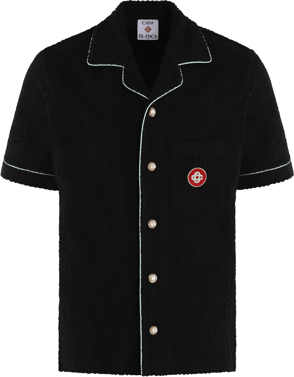 Tシャツ・カットソー Casablanca MONOGRAM TOWELLING SHIRT (MPF25SH08502 BLACK) CASABLANCA - Monogram Jacquard Towelling Short Sleeve Shirt
