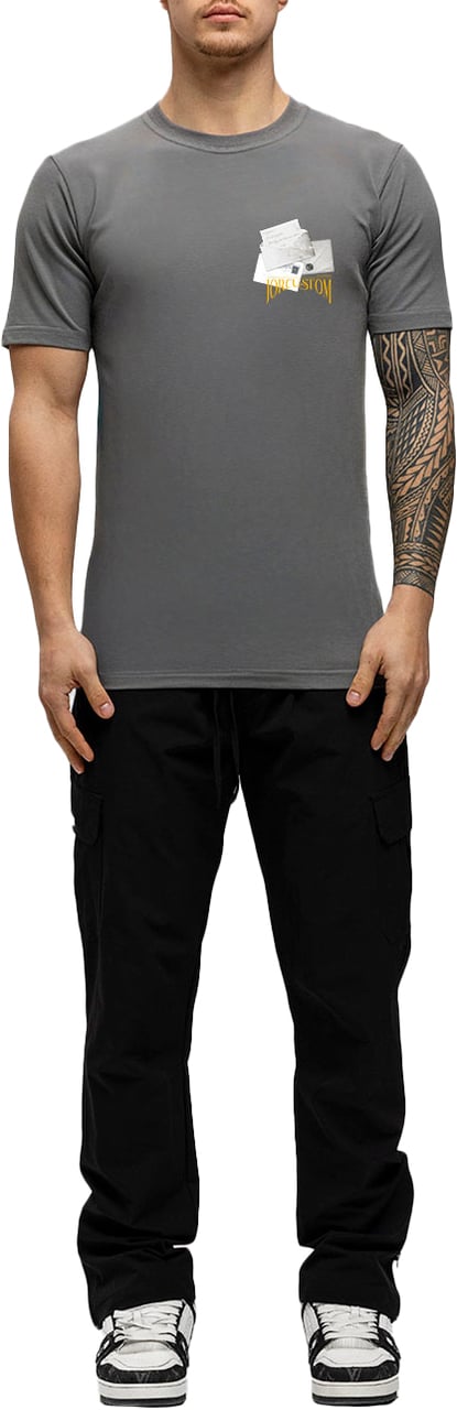 JORCUSTOM Letters Slim Fit T-Shirt Antracite Grijs