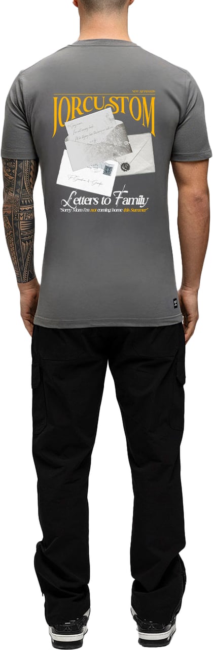 JORCUSTOM Letters Slim Fit T-Shirt Antracite Grijs