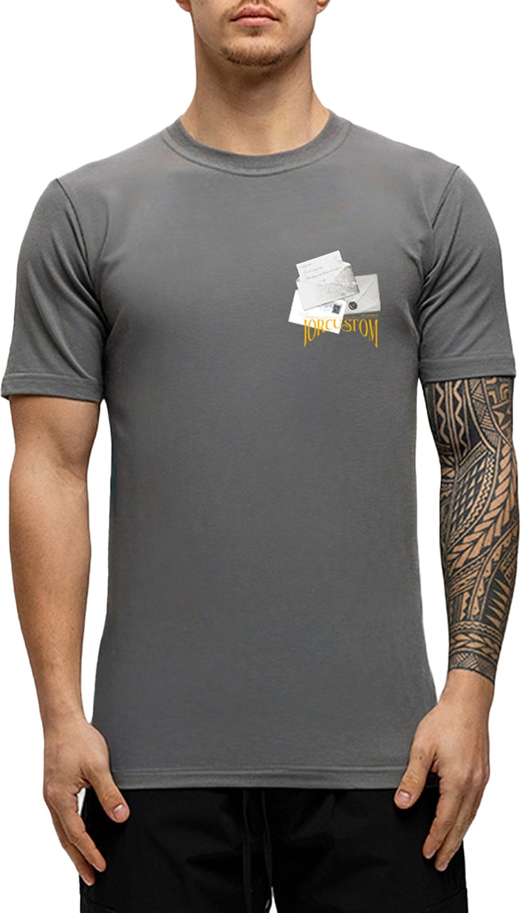 JORCUSTOM Letters Slim Fit T-Shirt Antracite Grijs