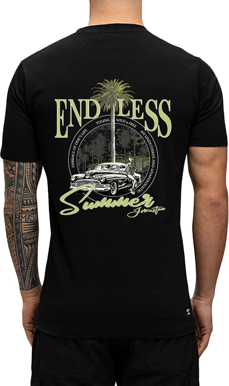 JORCUSTOM Endless Slim Fit T-Shirt Black Zwart
