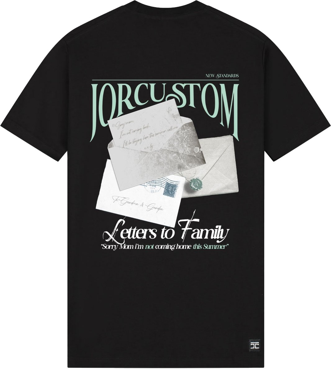 JORCUSTOM Letters Slim Fit T-Shirt Black Zwart