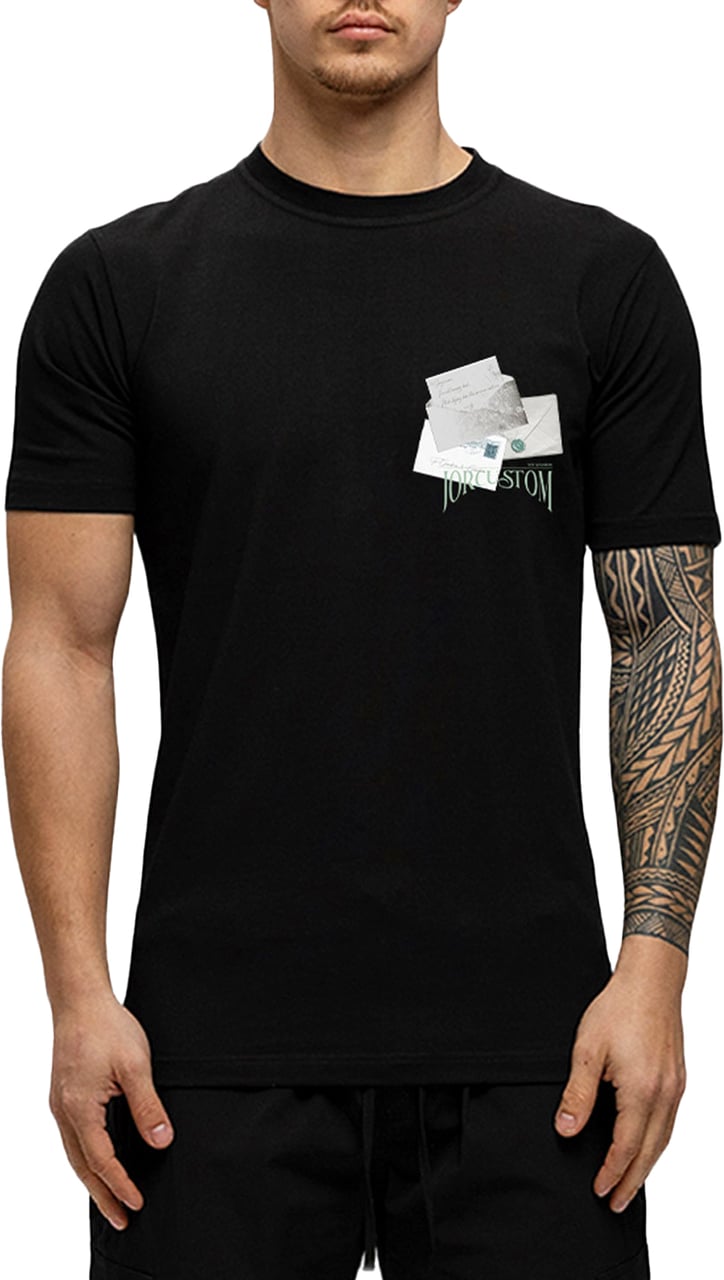 JORCUSTOM Letters Slim Fit T-Shirt Black Zwart