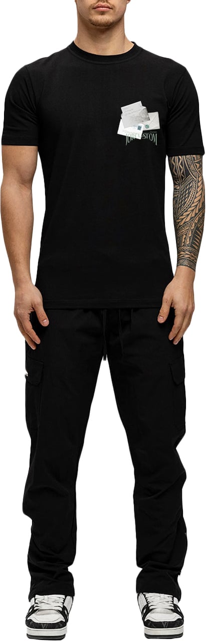 JORCUSTOM Letters Slim Fit T-Shirt Black Zwart