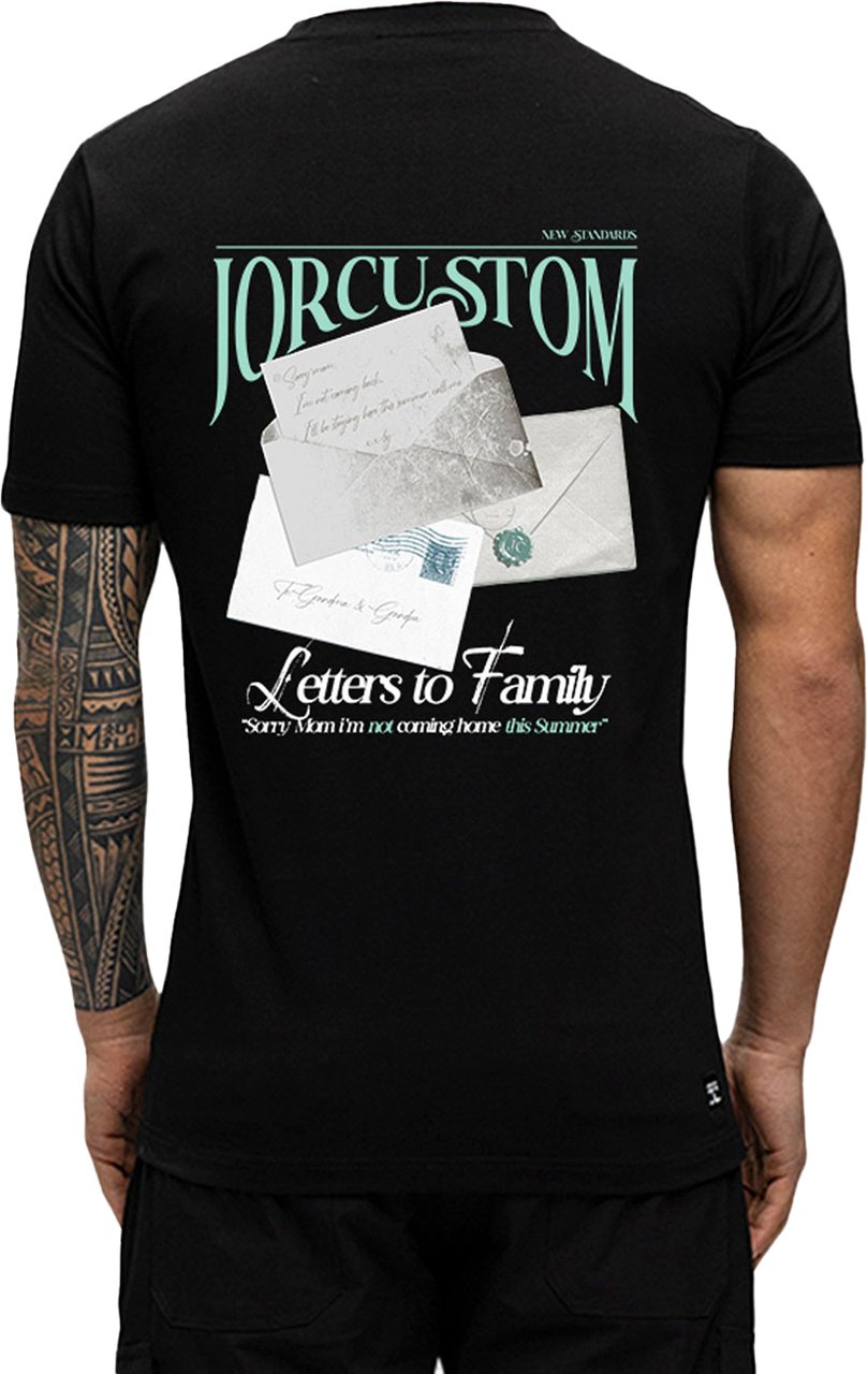 JORCUSTOM Letters Slim Fit T-Shirt Black Zwart