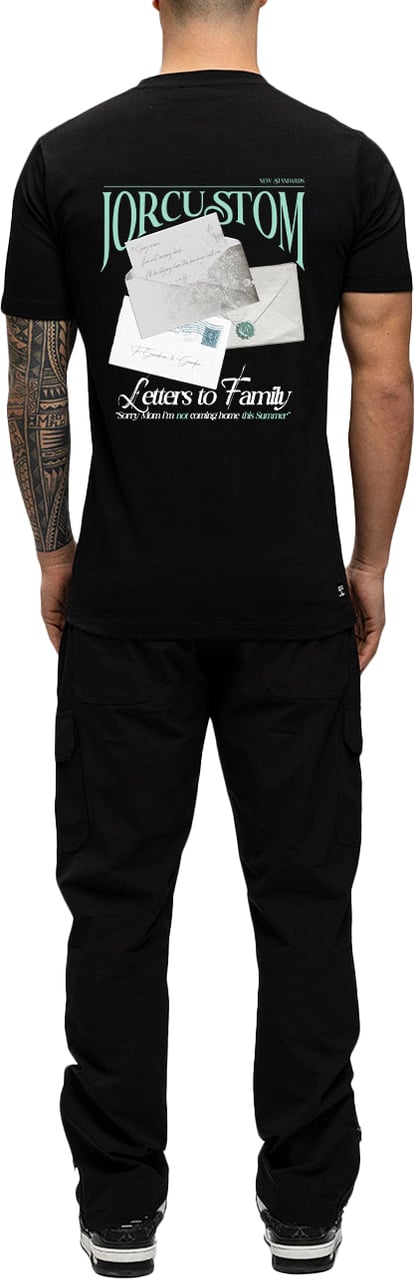 JORCUSTOM Letters Slim Fit T-Shirt Black Zwart