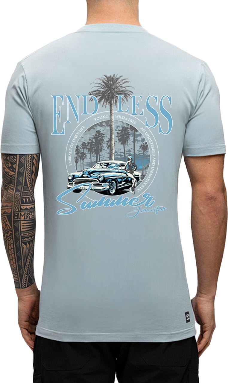 JORCUSTOM Endless Slim Fit T-Shirt LightBlue Blauw