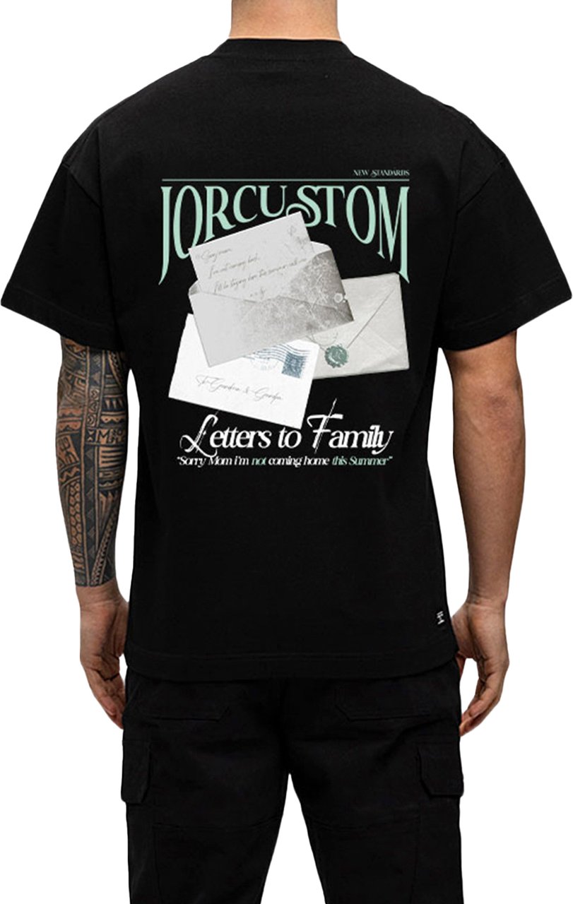 JORCUSTOM Letters Loose Fit T-Shirt Black Zwart
