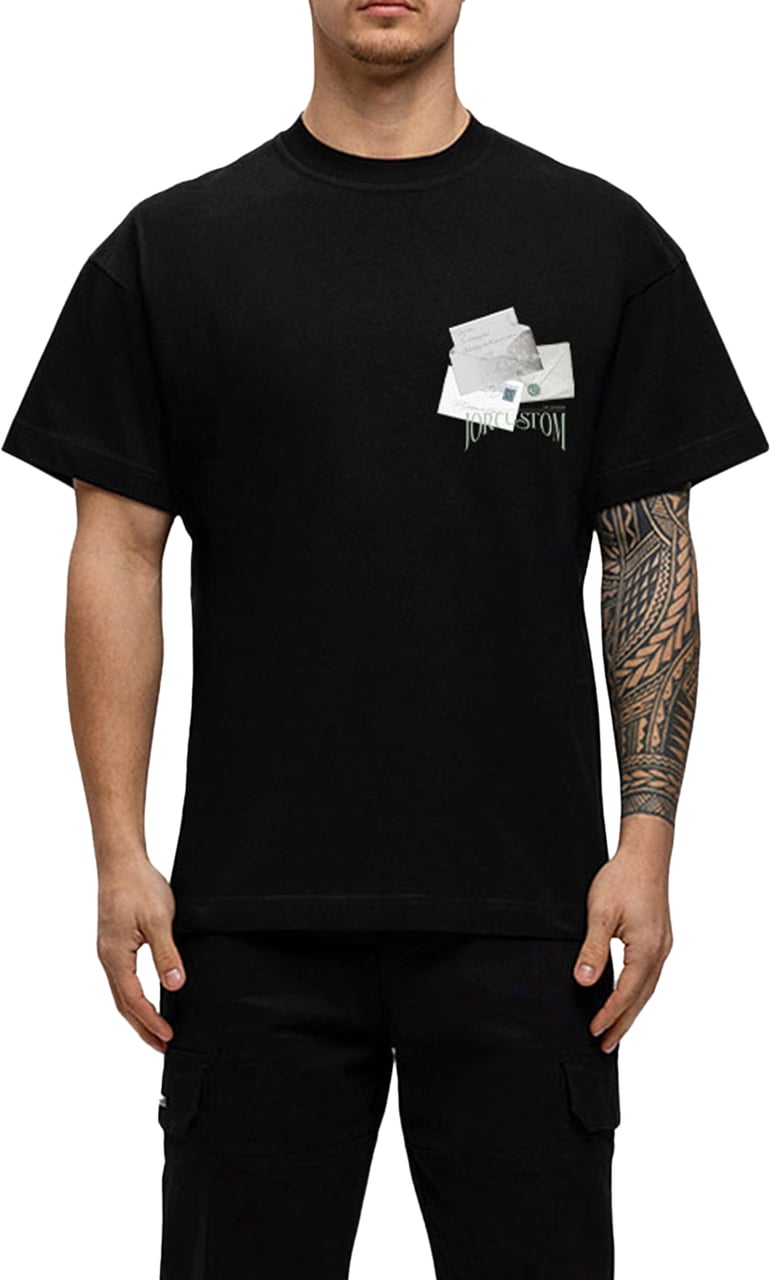 JORCUSTOM Letters Loose Fit T-Shirt Black Zwart