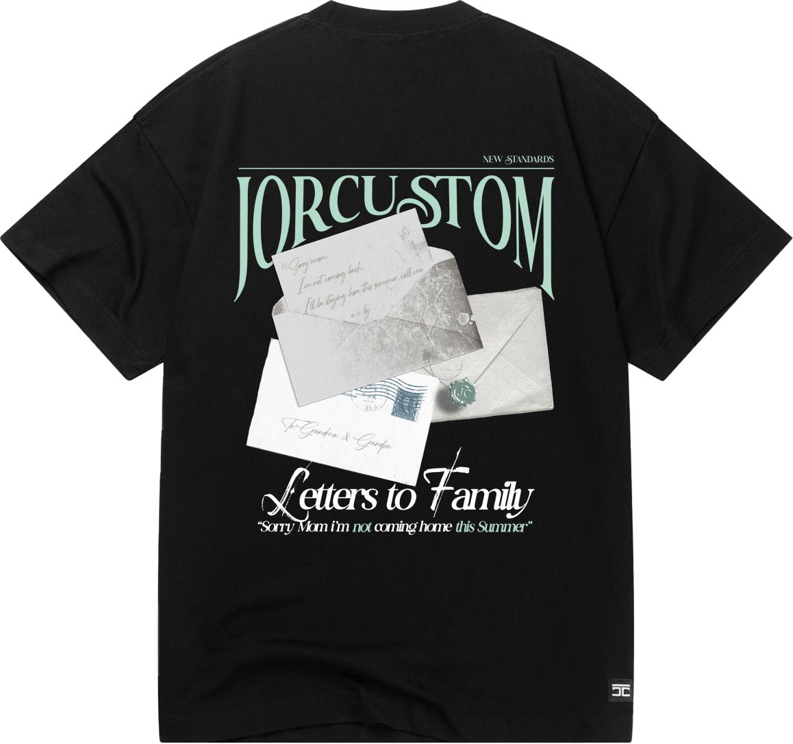 JORCUSTOM Letters Loose Fit T-Shirt Black Zwart