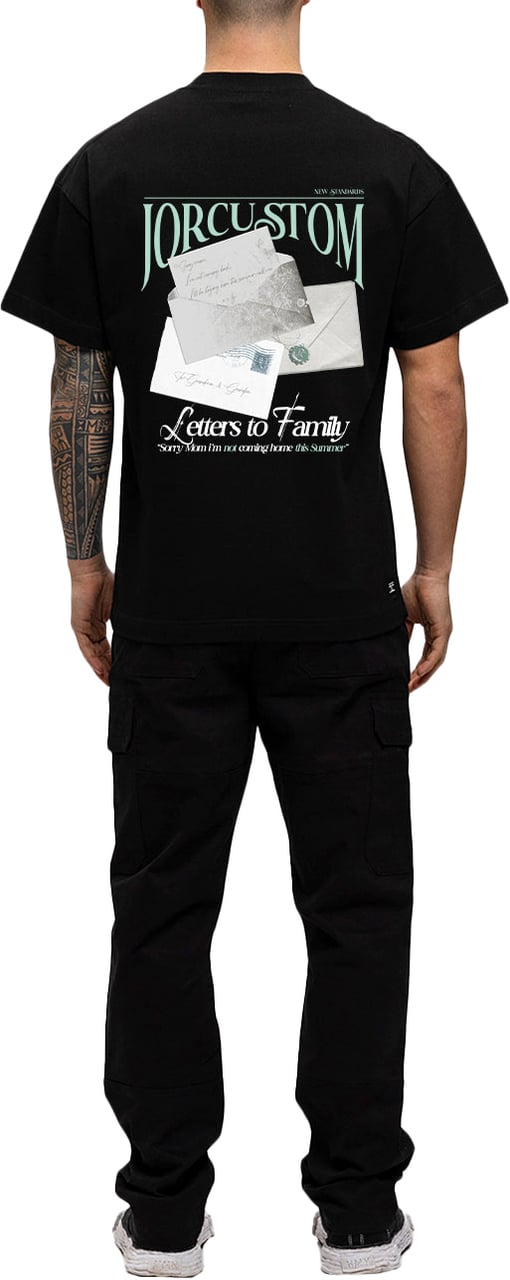 JORCUSTOM Letters Loose Fit T-Shirt Black Zwart