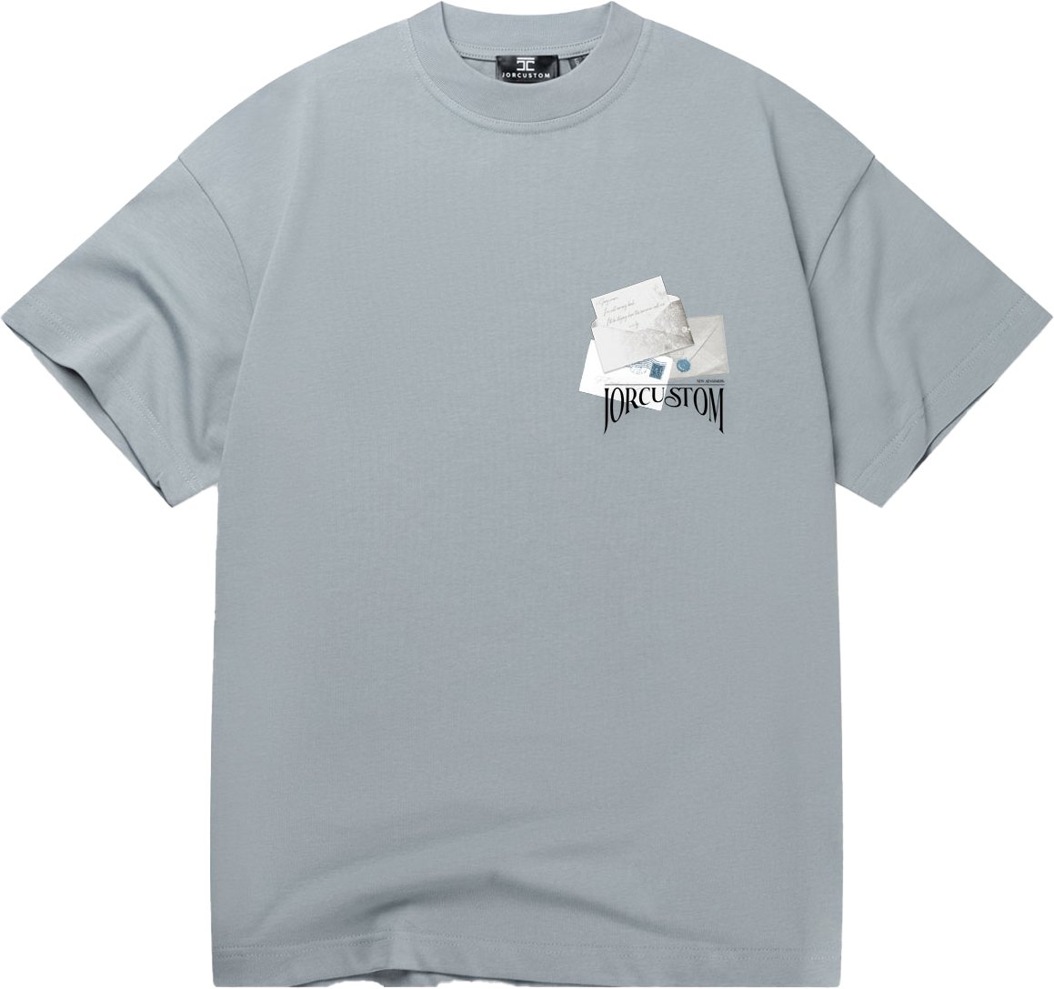 JORCUSTOM Letters Loose Fit T-Shirt AshBlue Blauw