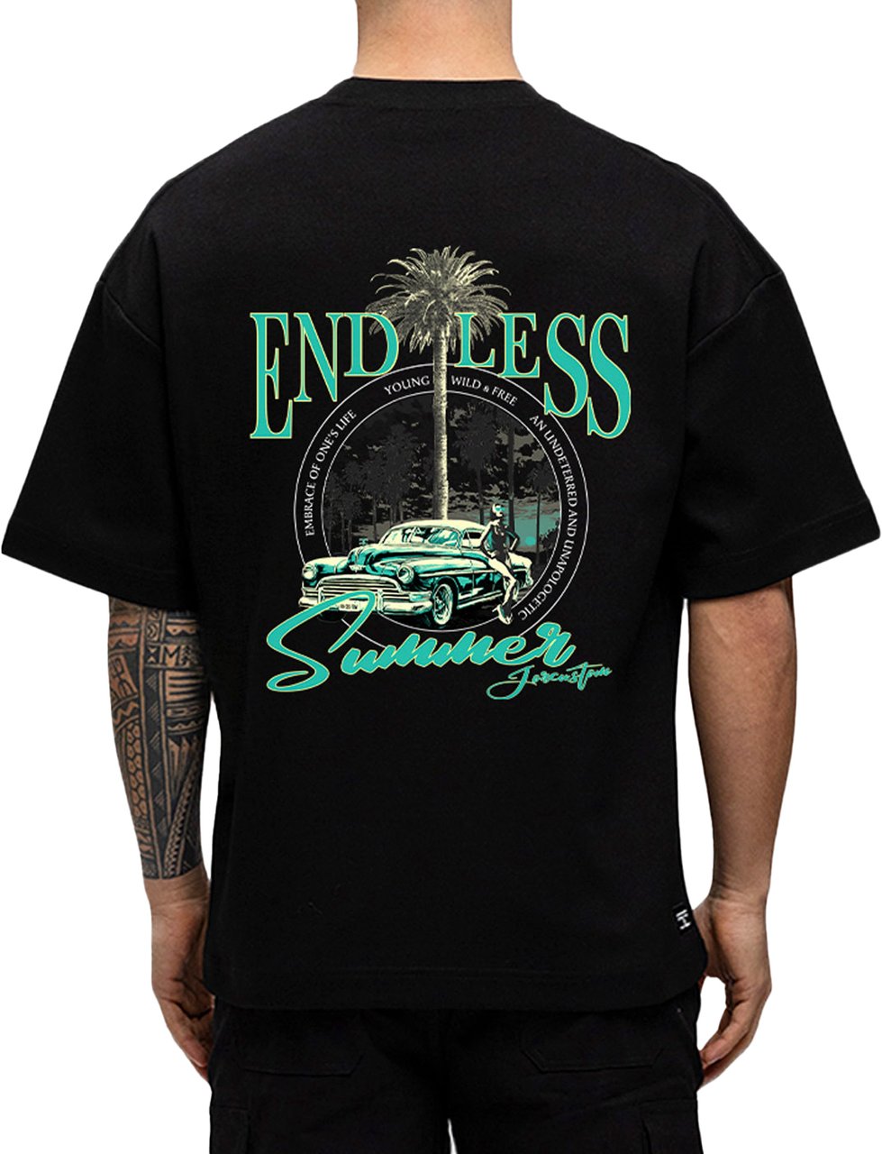 JORCUSTOM Endless Oversized T-Shirt Black Zwart
