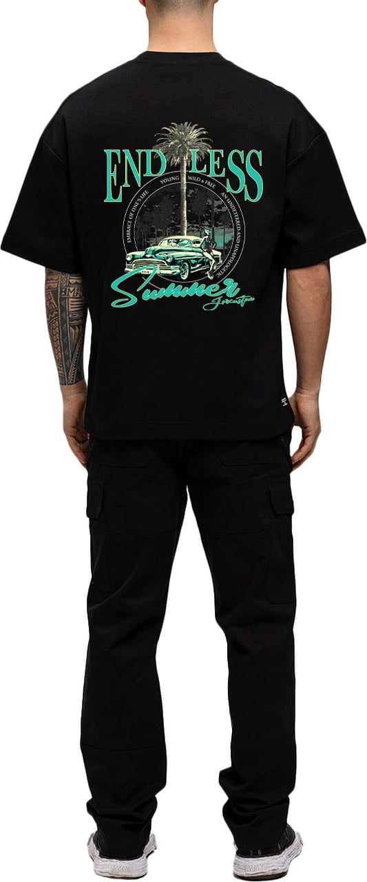 JORCUSTOM Endless Oversized T-Shirt Black Zwart