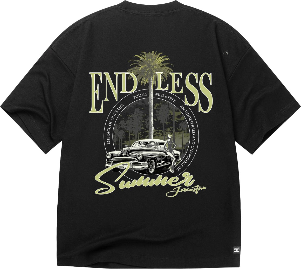 JORCUSTOM Endless Oversized T-Shirt Black Zwart