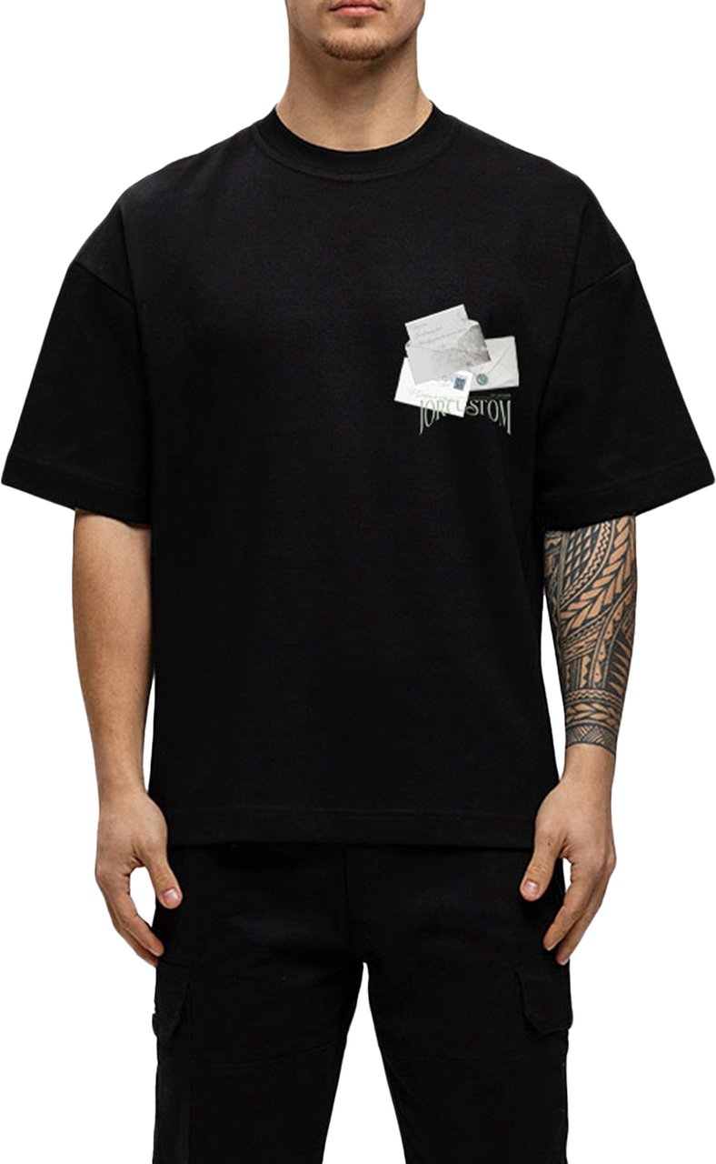 JORCUSTOM Letters Oversized T-Shirt Black Zwart