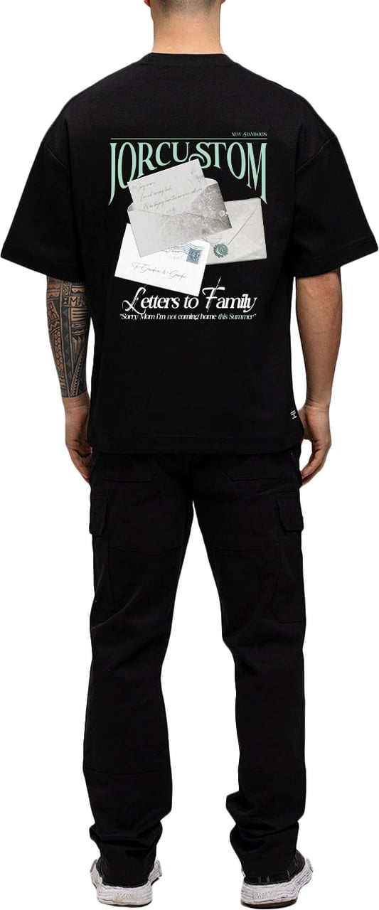 JORCUSTOM Letters Oversized T-Shirt Black Zwart